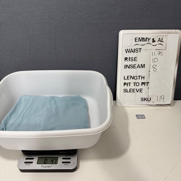 Girlfriend Collective High Rise Diana Biker Short Size S Sky Blue Tie Waist EUC - Picture 6 of 9